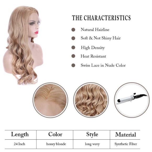 ?TISHA 24” HONEY BLONDE LACE FRONT Wavy Wig *NWT* main image 6